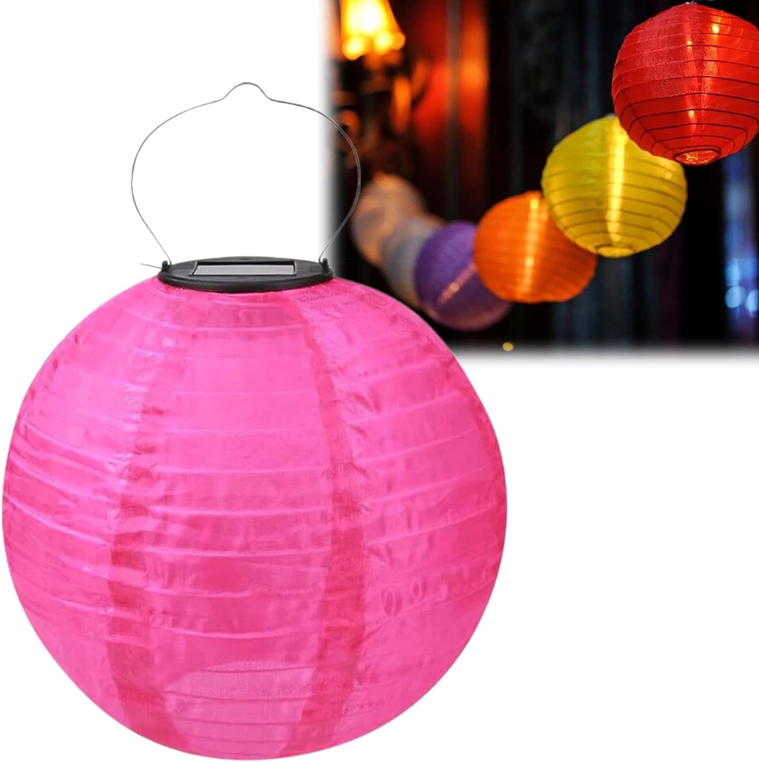 POPUQS White Solar Powered Outdoor Hanging Lanterns, Chinese Traditional 12 Inch