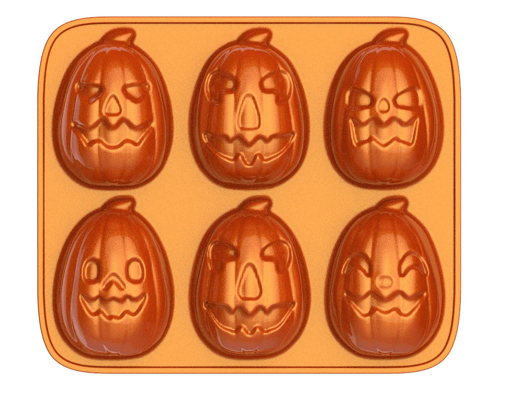 Way To Celebrate Pumpkin Cast Aluminum 6-Cavity Baking Pan, Orange Iridescent