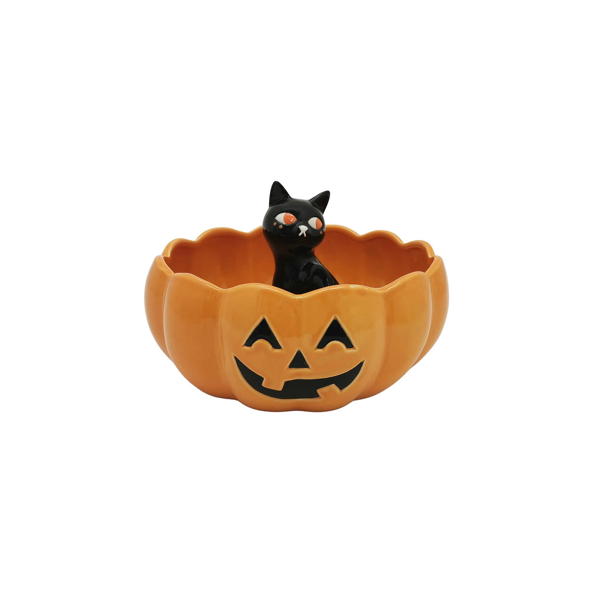 Way to Celebrate Halloween Cat in Pumpkin Ceramic Serve Bowl