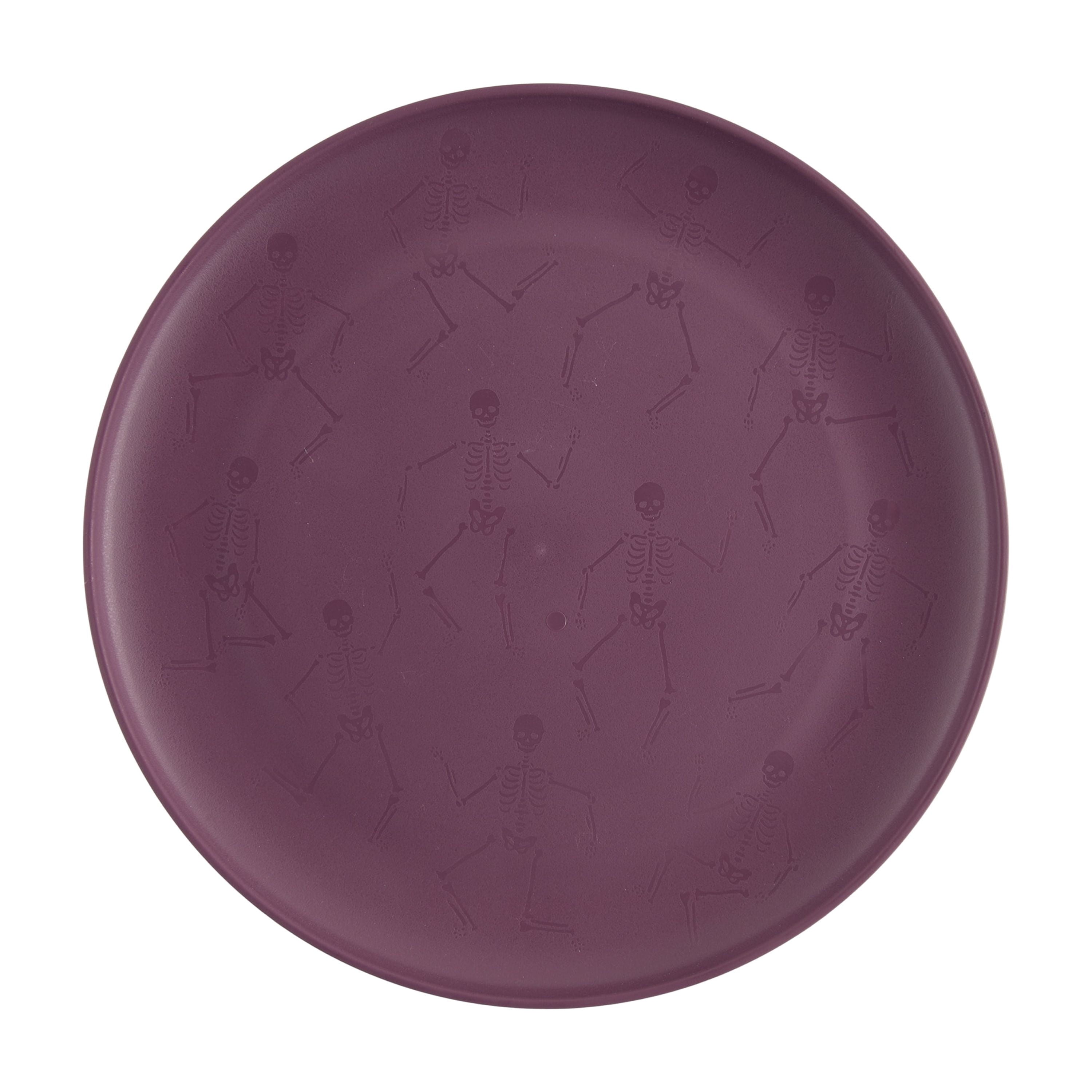 Mainstays 10.5 in Round Plastic Halloween Bats Dinner Plate, Black