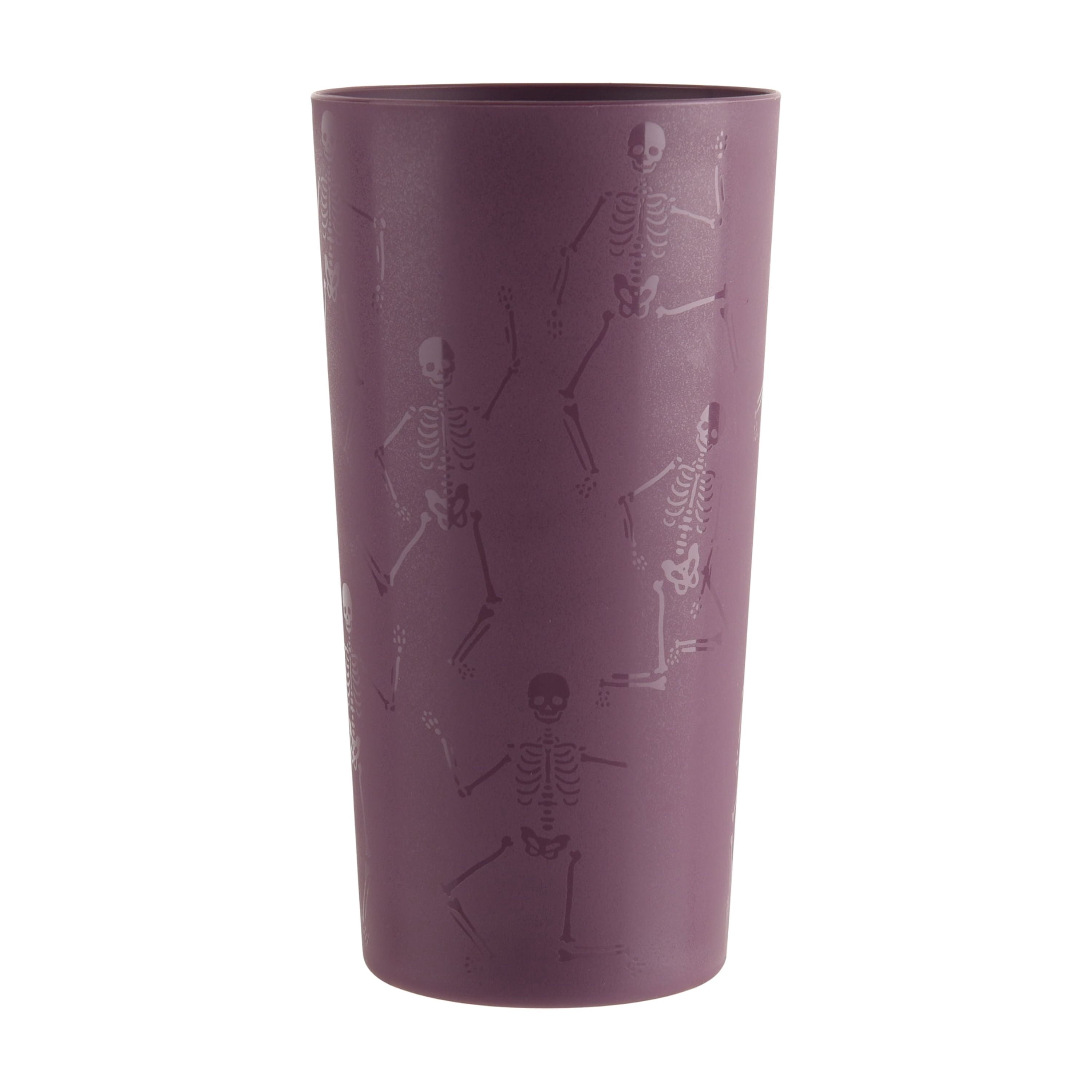 Mainstays 26 oz Round Plastic Skeleton Tumbler, Purple