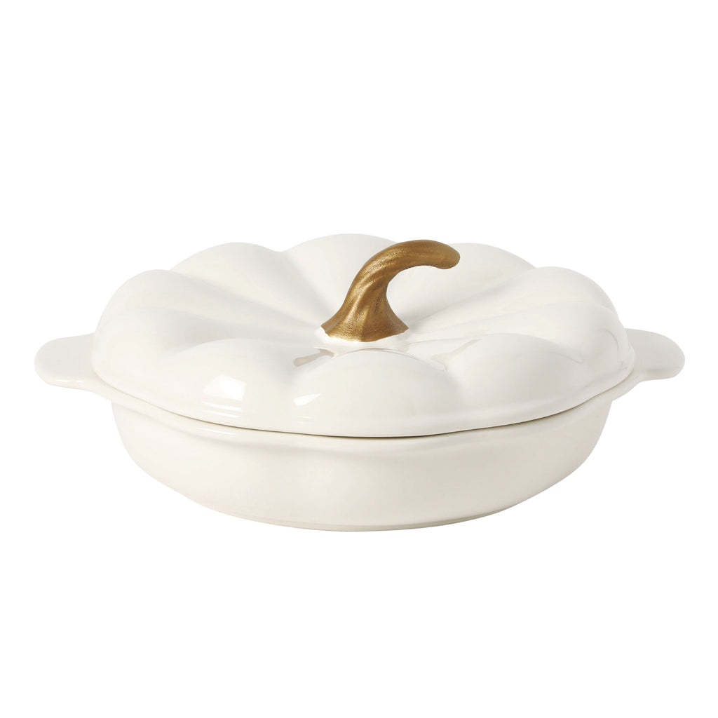 The Pioneer Woman Pumpkin Stoneware 10" Pie Dish with Lid, Linen