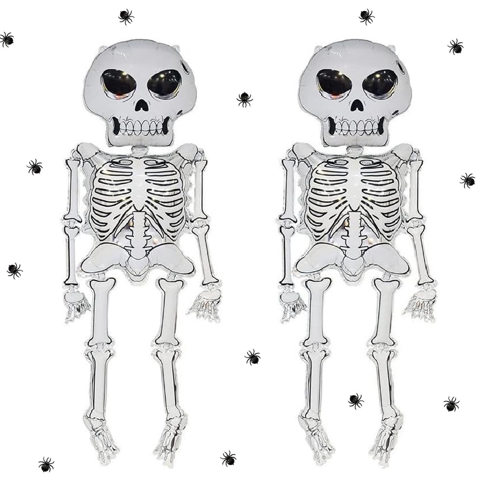 Pack of 2 Halloween Balloons, IC ICLOVER 61.8” Jumbo Skull Foil Balloons Skeleton Themed Party Decoration