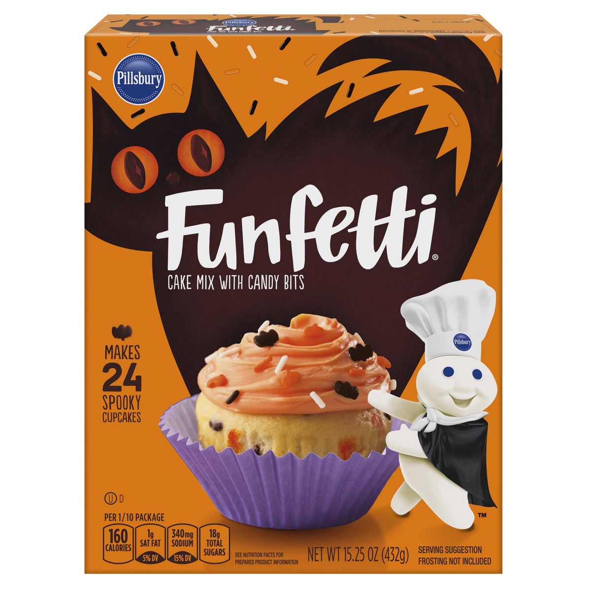 Pillsbury Funfetti Halloween Cake Mix with Candy Bits, 15.25 Oz Box
