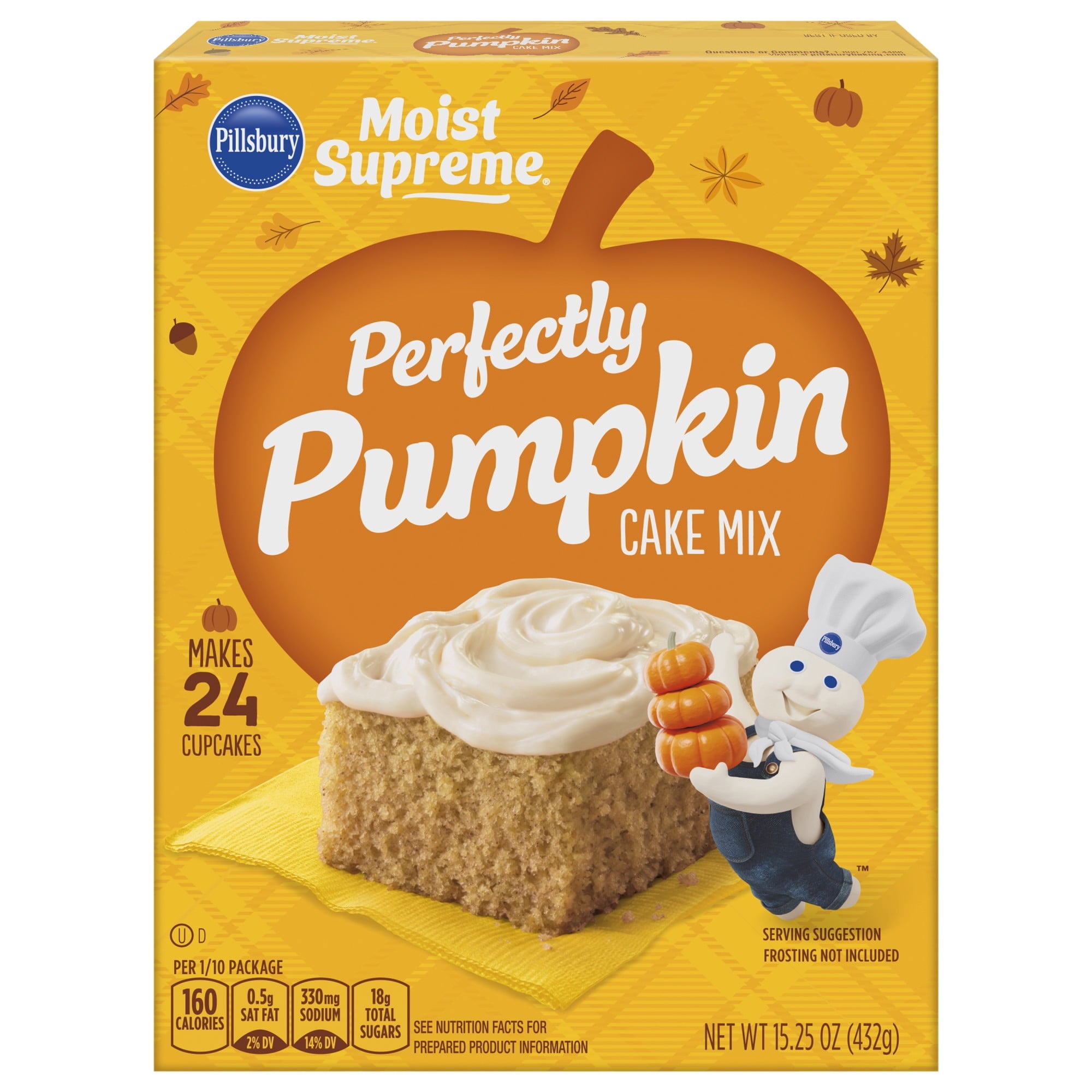 Pillsbury Moist Supreme Premium Perfectly Pumpkin Cake Mix, 15.25 Oz Box