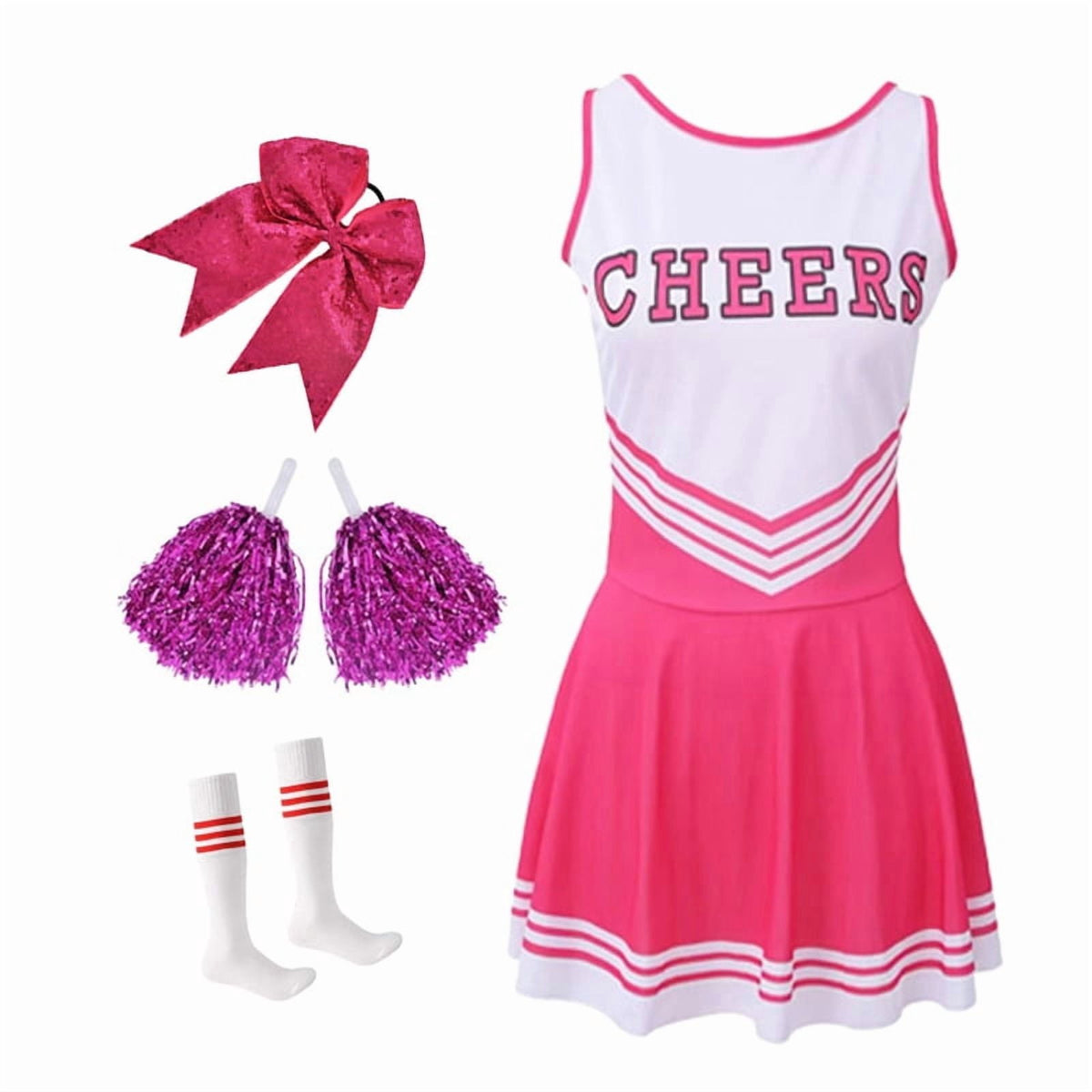 Green Girls Cheerleader Costume Outfit Set,Kids Sleeveless Cheerleading Uniform for Party Birthday Halloween