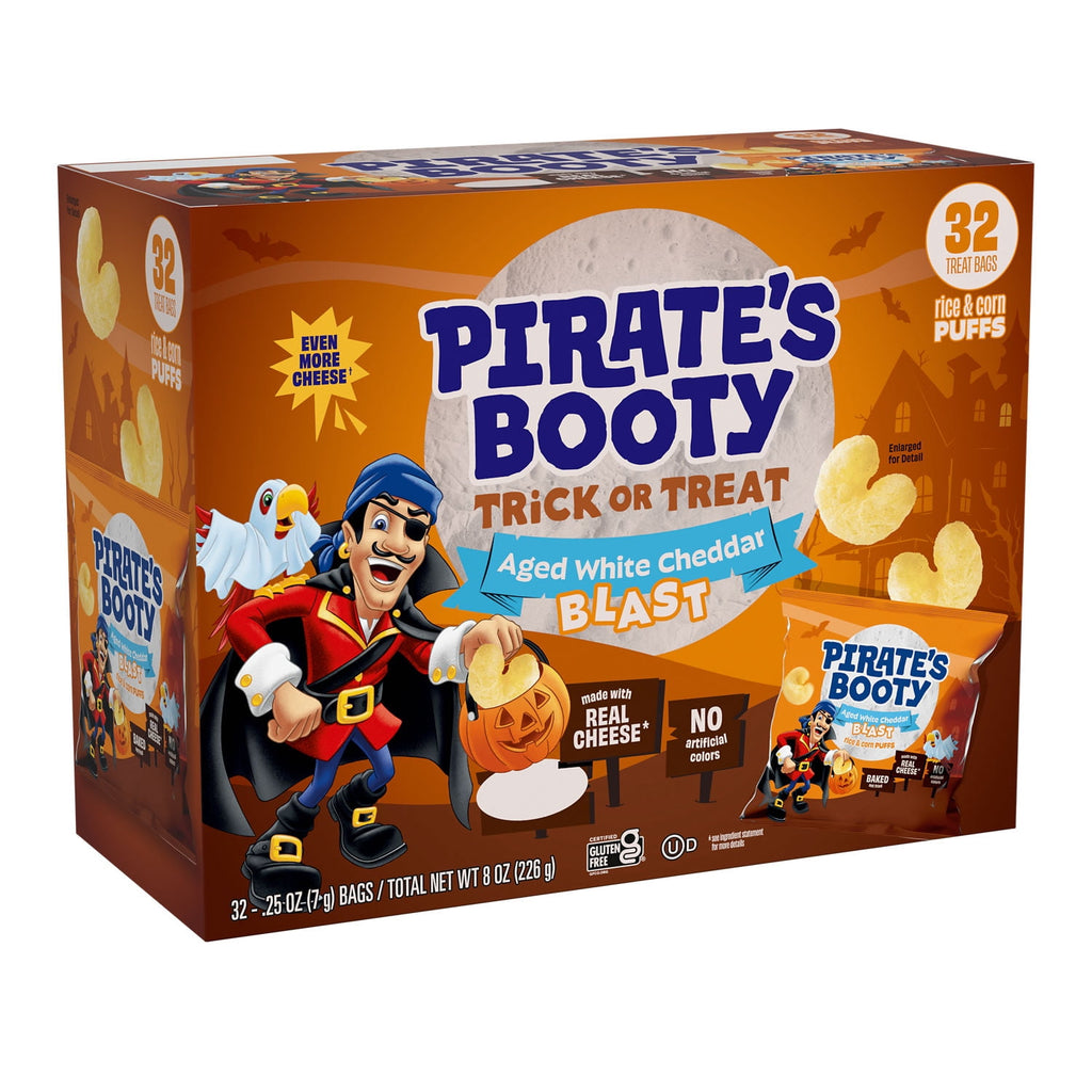 PIRATE'S BOOTY Aged White Cheddar Blast, Cheese Puffs Bags, .25 oz (32 Count)