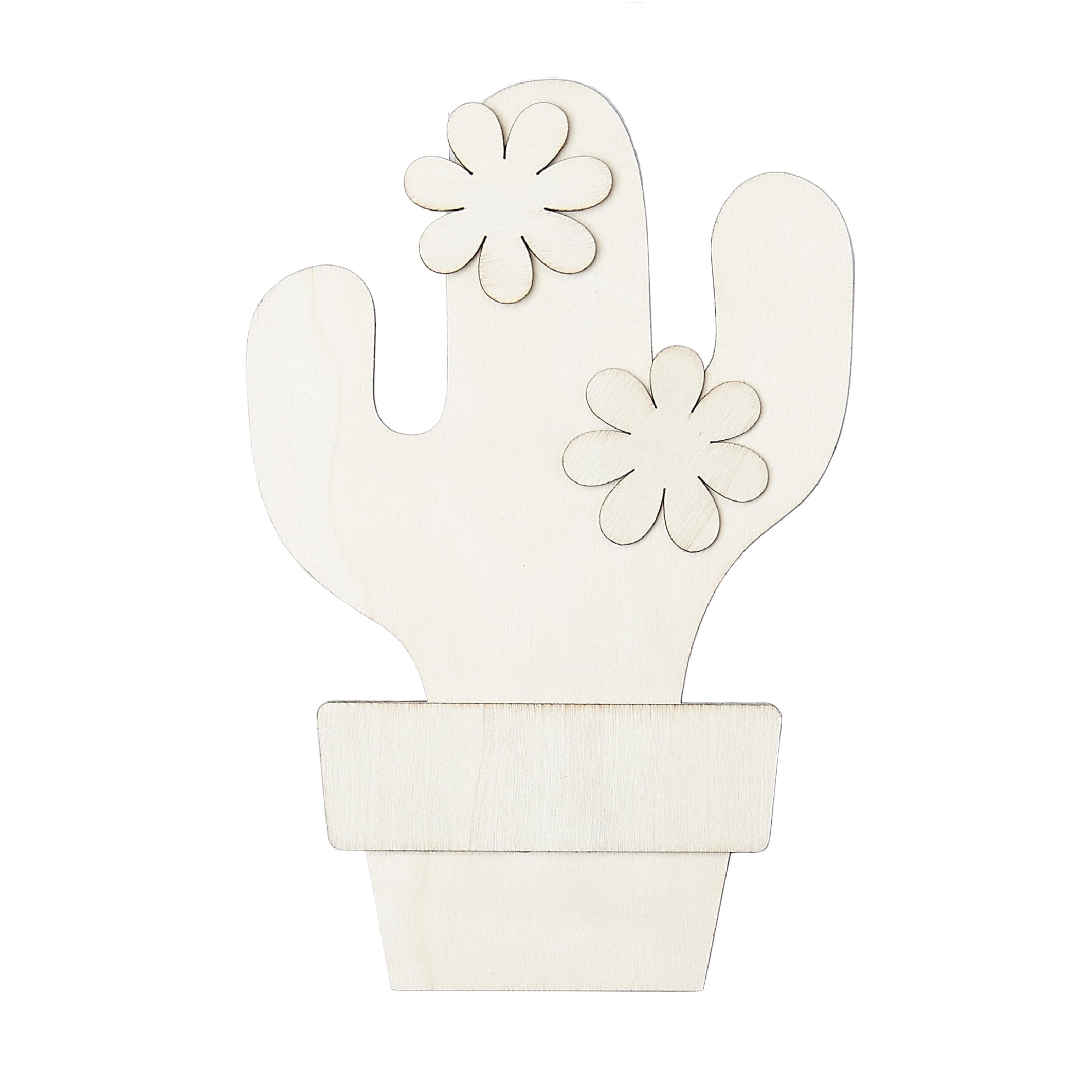 (2 pack) Plaid Surfaces Layered Wood Shape, Cactus