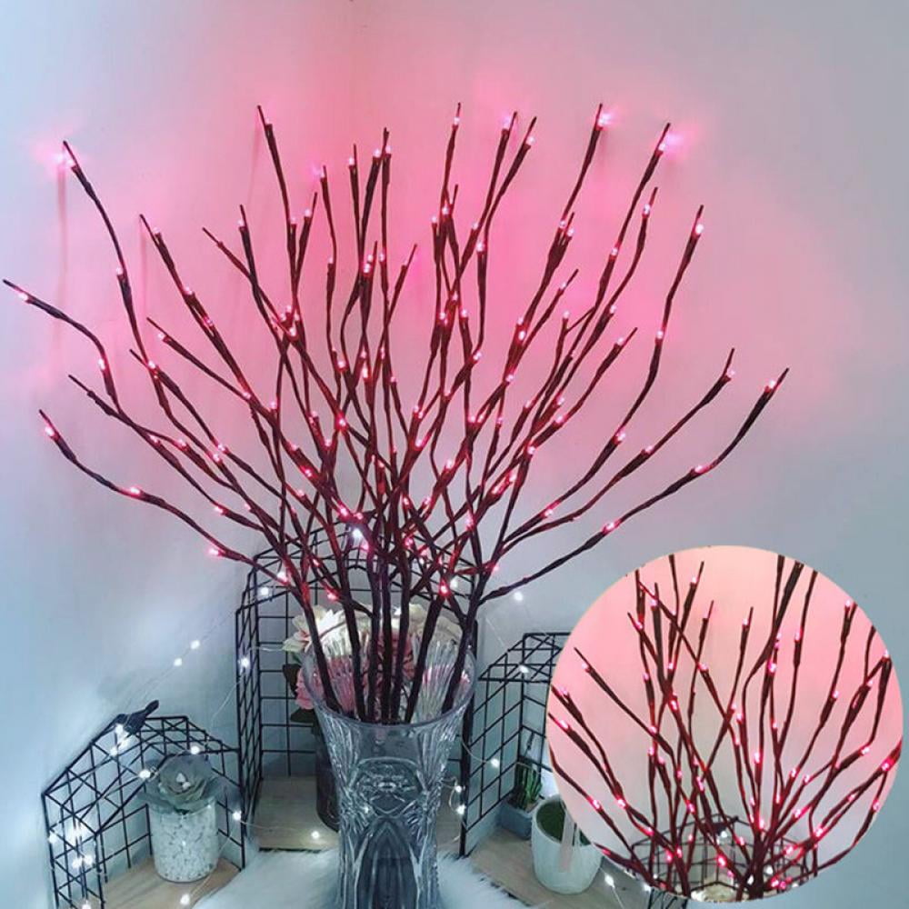 Pretty Comy LED Lighted Branches Vase Decorations Pink, 30"
