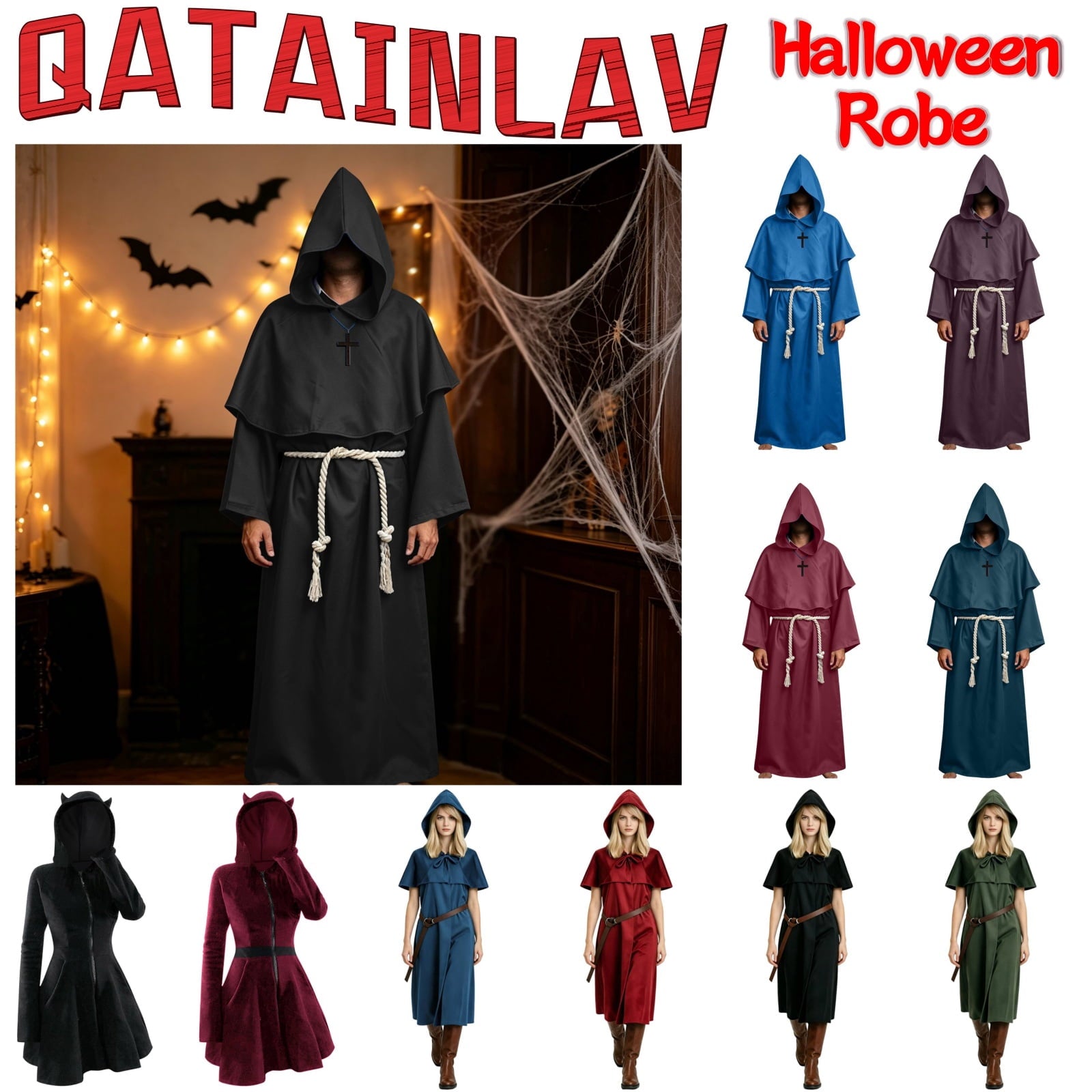 QATAINLAV Womens Gothic Hoodies Dress Fall Winter Long Sleeve Velvet Sweatshirts Cute Cat Ear Hooded Zip up Dresses with Pockets, Wine, M