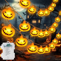Qoosea Halloween Pumpkin String Lights, 20 LED 10.5ft 8 Modes Waterproof Orange Halloween Decorations Outdoor Indoor Bedroom Camper Party Decor
