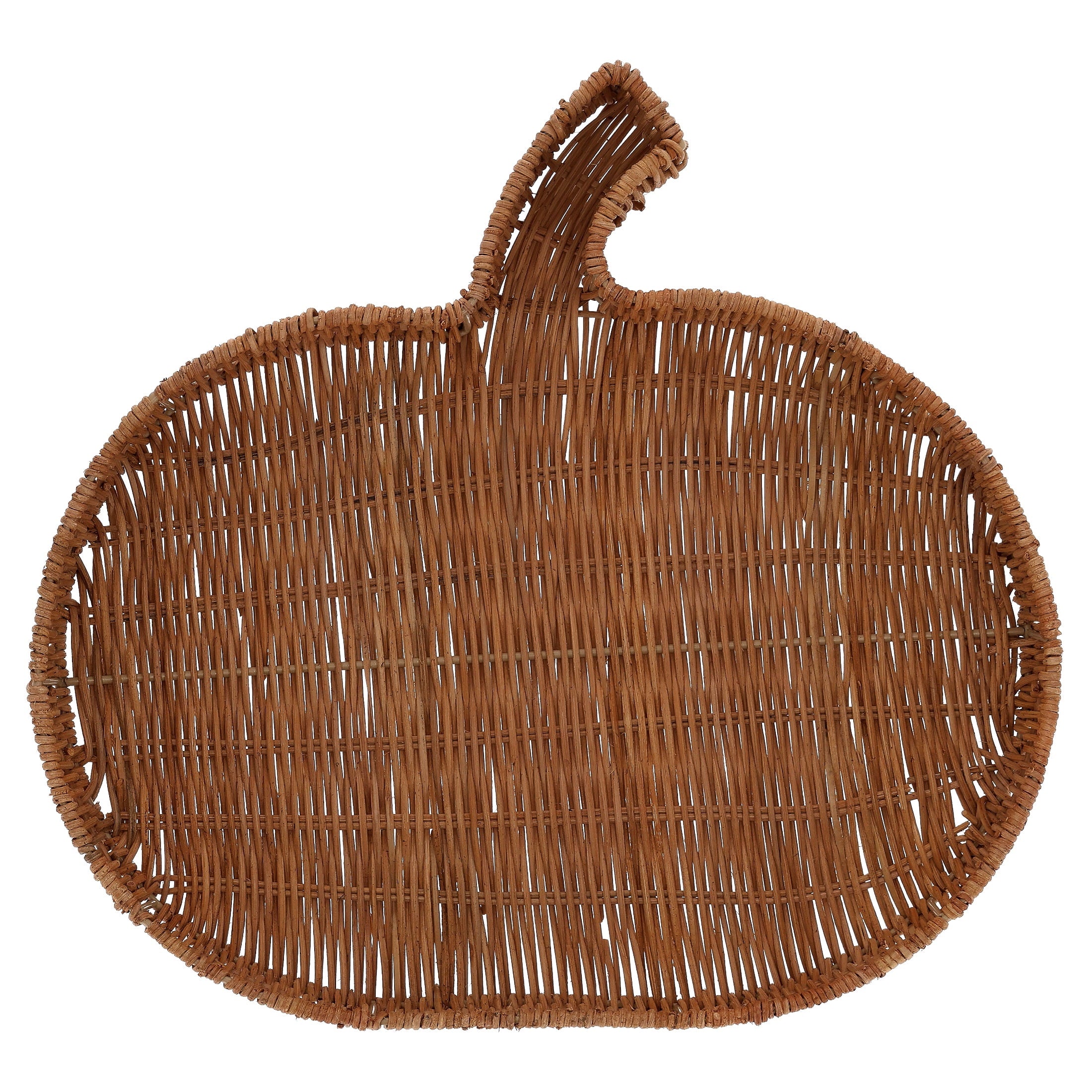 Rattan Pumpkin-Shaped Decorative Tray, Brown, 15", Fall by Way To Celebrate