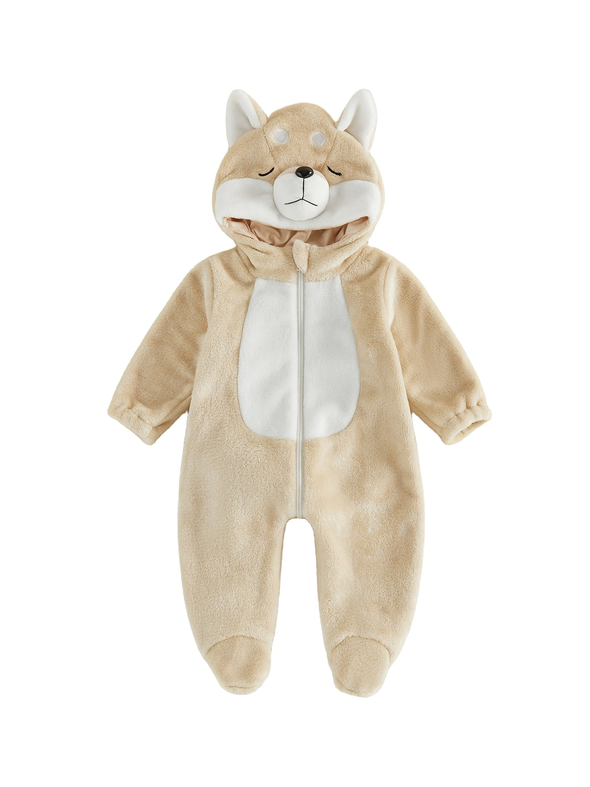 RUINIXCW Kids Toddler Baby Halloween Animal Costume Infant Cute Frog Dog Costume Baby Boy Girl Fall Winter Clothes Warm Flannel Footed Romper Casual Zipper Hooded Footie Jumpsuit