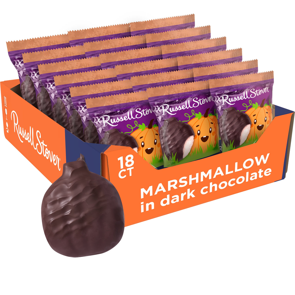 RUSSELL STOVER Halloween Dark Chocolate Raspberry Crème Pumpkin, 1.3 oz.