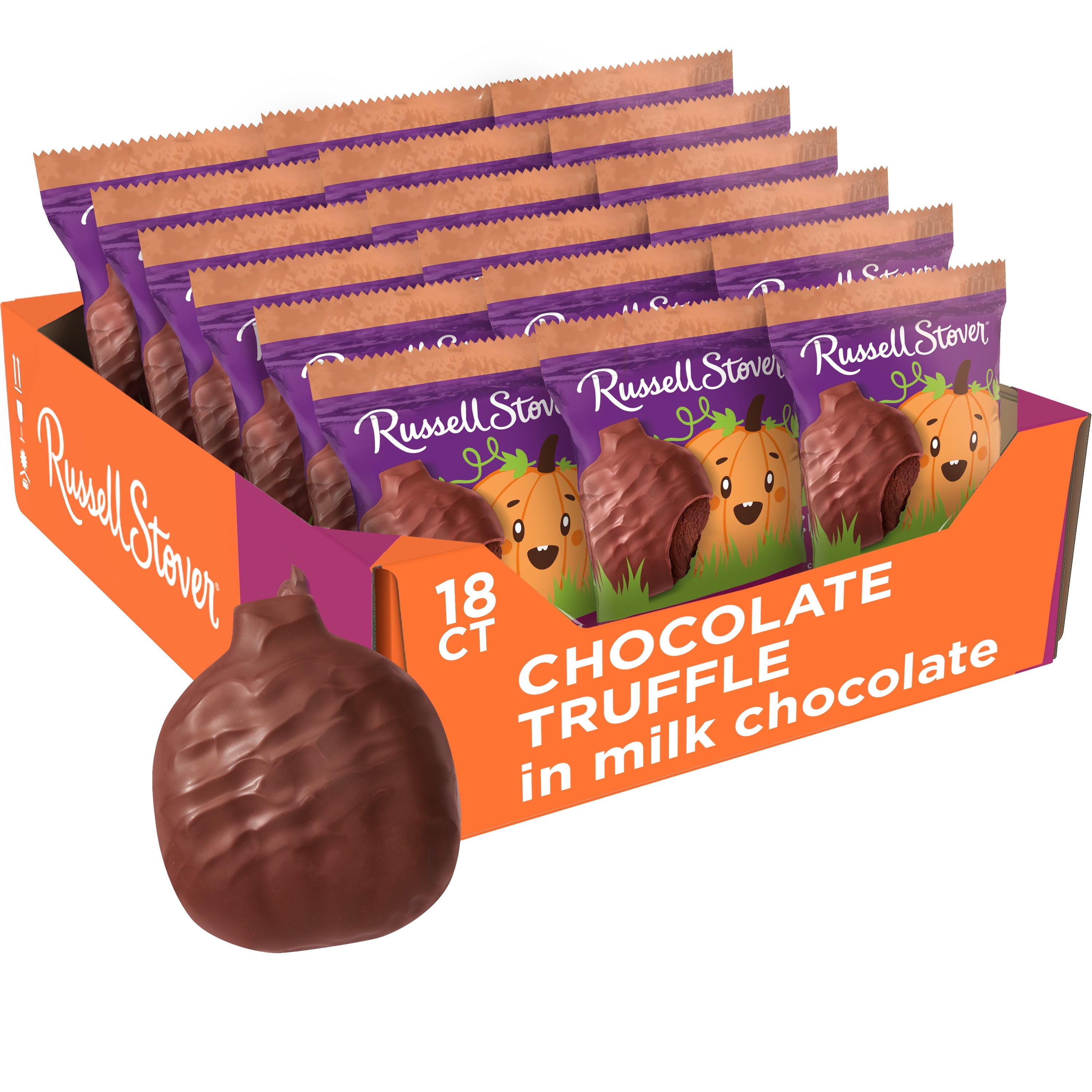 RUSSELL STOVER Halloween Milk Chocolate Peanut Butter Pumpkin, 1.3 oz. (Pack of 18)