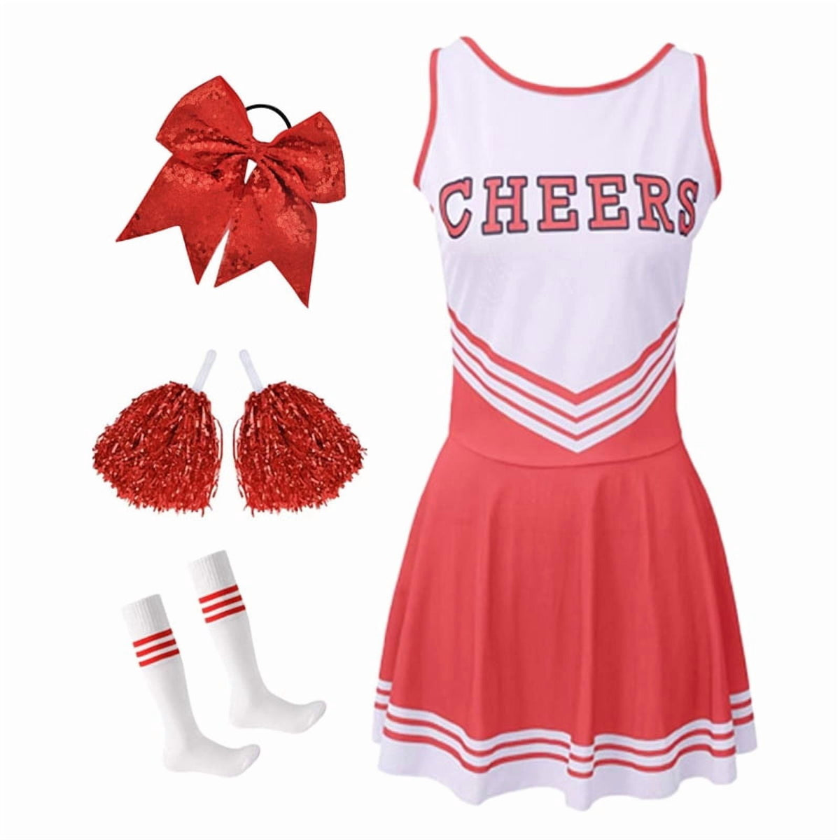 Green Girls Cheerleader Costume Outfit Set,Kids Sleeveless Cheerleading Uniform for Party Birthday Halloween