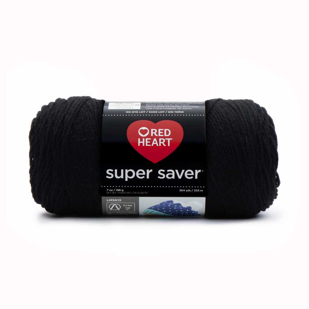 Red Heart Super Saver 4 Medium Acrylic Yarn Black 7oz 198g 364 Yards