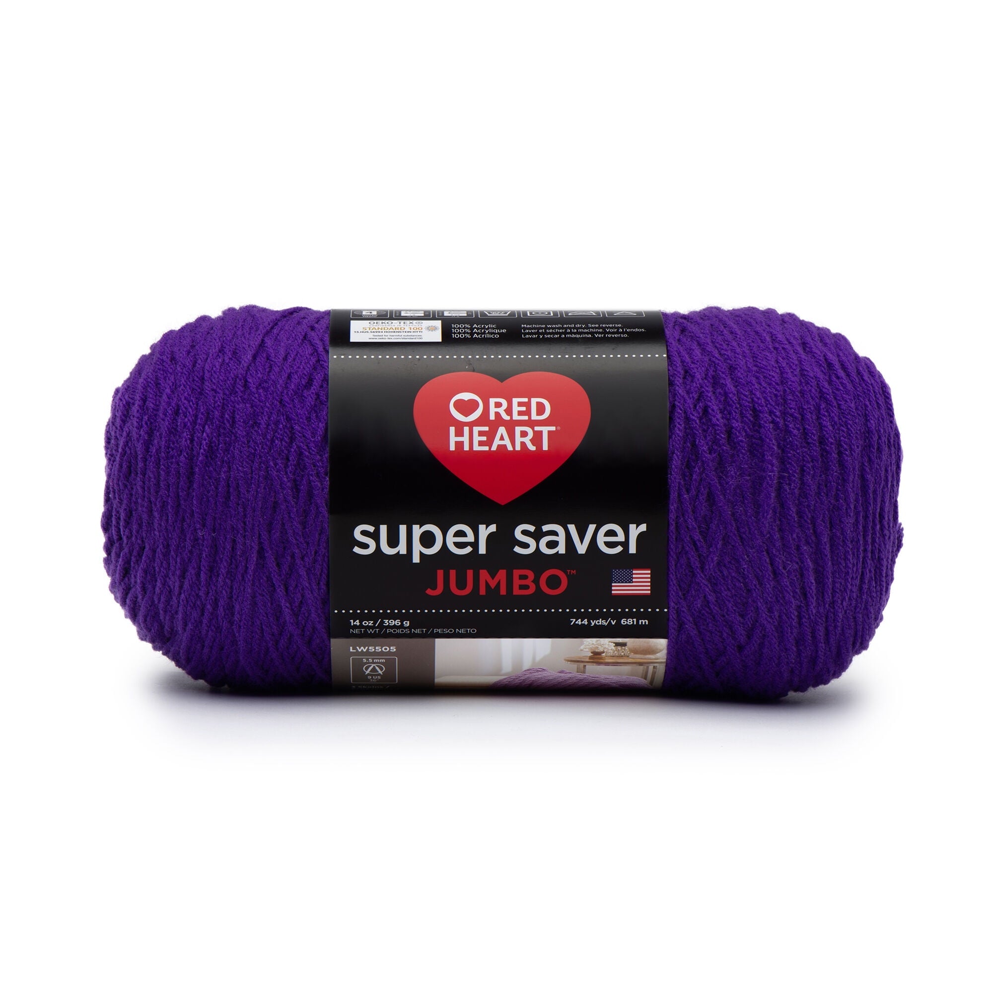 Red Heart® Super Saver® Jumbo #4 Medium Acrylic Yarn, White 14oz/396g, 744 Yards