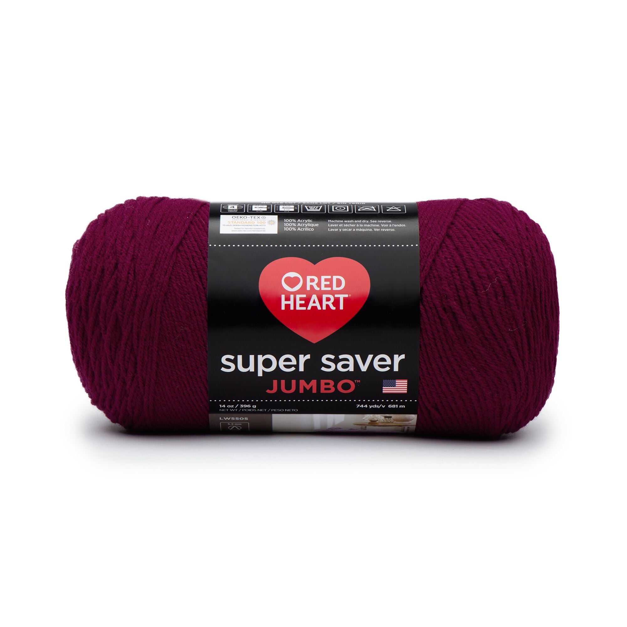 Red Heart® Super Saver® Jumbo #4 Medium Acrylic Yarn, White 14oz/396g, 744 Yards