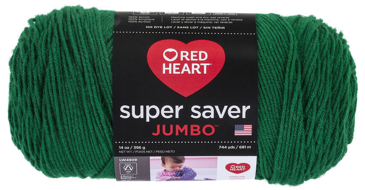 Red Heart® Super Saver® Jumbo #4 Medium Acrylic Yarn, White 14oz/396g, 744 Yards