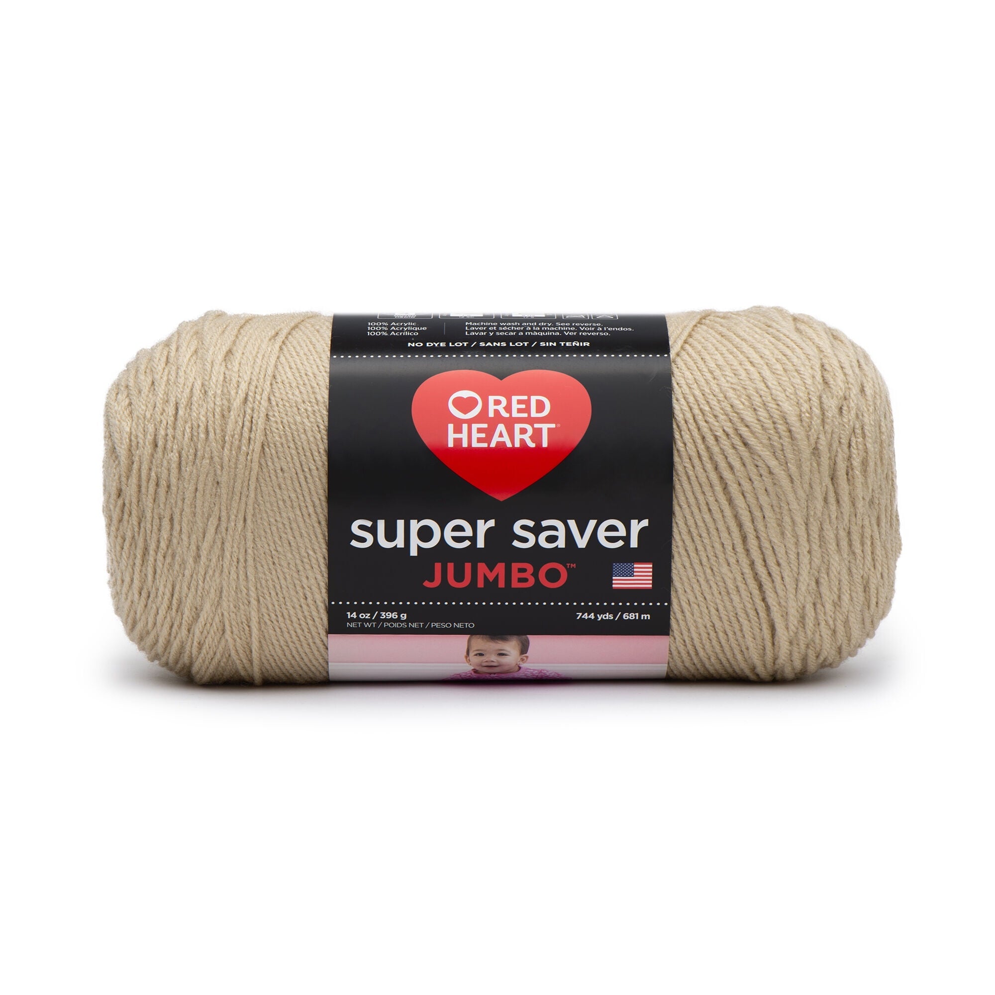 Red Heart® Super Saver® Jumbo #4 Medium Acrylic Yarn, White 14oz/396g, 744 Yards