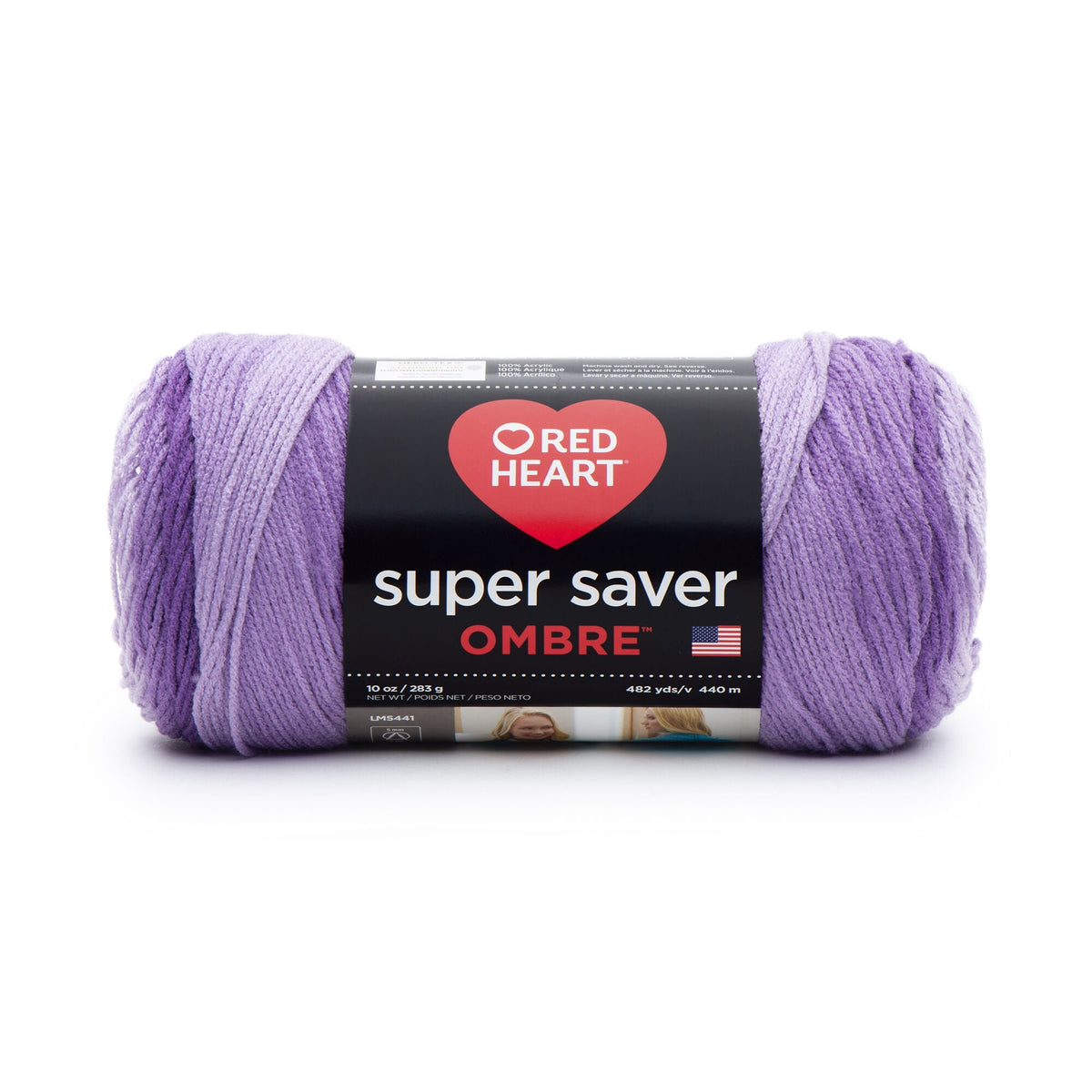 Red Heart Super Saver Ombre Yarn, Violet, 10oz(283g), Medium, Acrylic