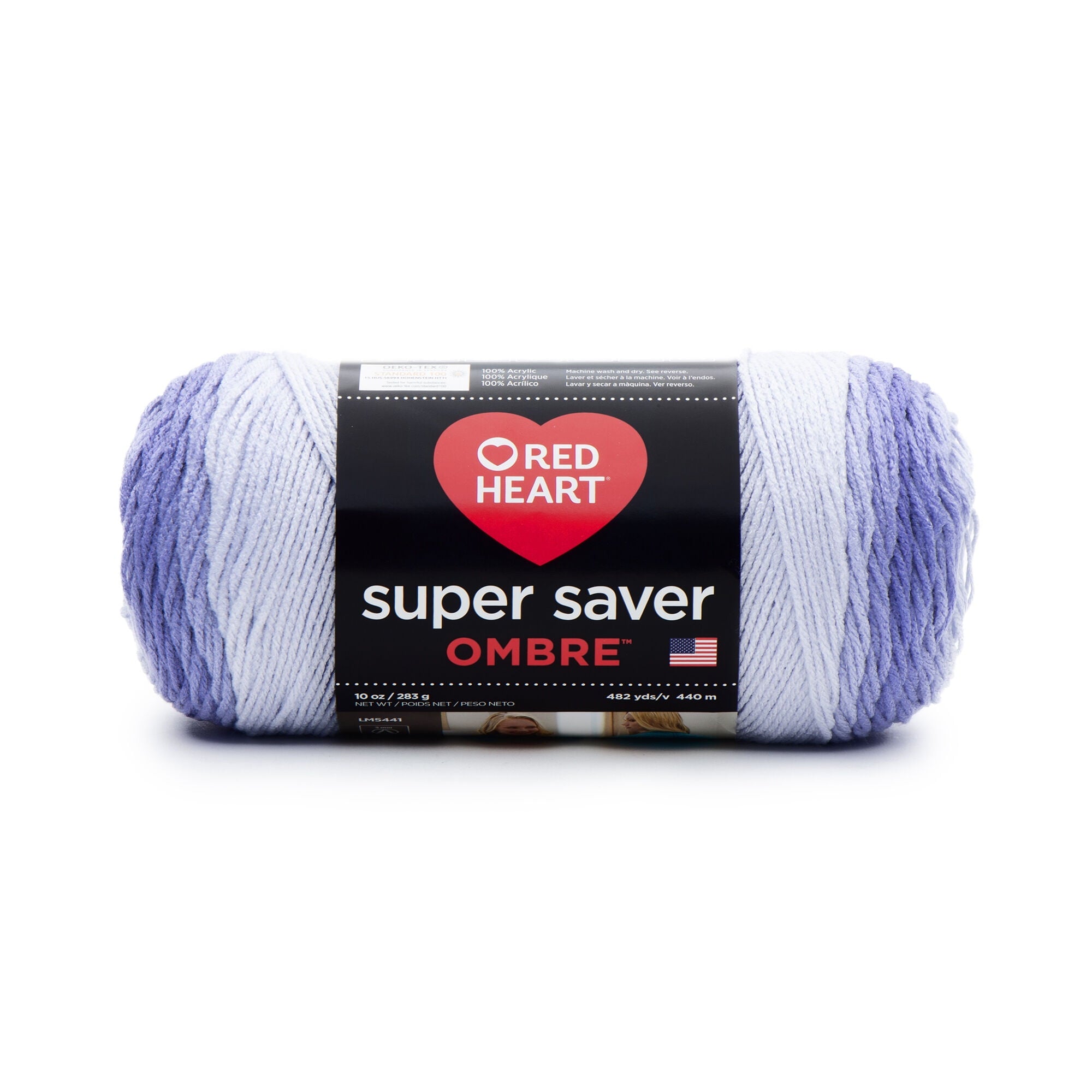 Red Heart Super Saver Ombre Yarn, Violet, 10oz(283g), Medium, Acrylic