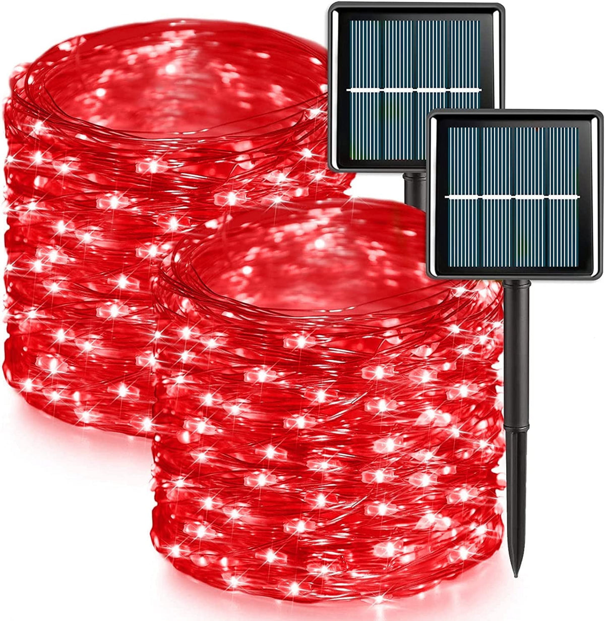 Purple Solar Fairy Lights Outdoor Waterproof, 4 Packs Each 33ft 100 LED Solar String Lights, 8 Modes Silver Wire Solar Twinkle Lights for Halloween Christmas Patio Garden