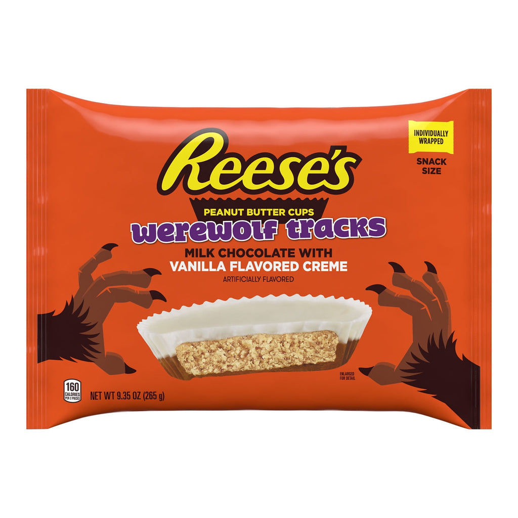 REESE'S Milk Chocolate and Vanilla Flavored Creme Snack Size Peanut Butter Cups, Halloween Candy Bag, 9.35 oz
