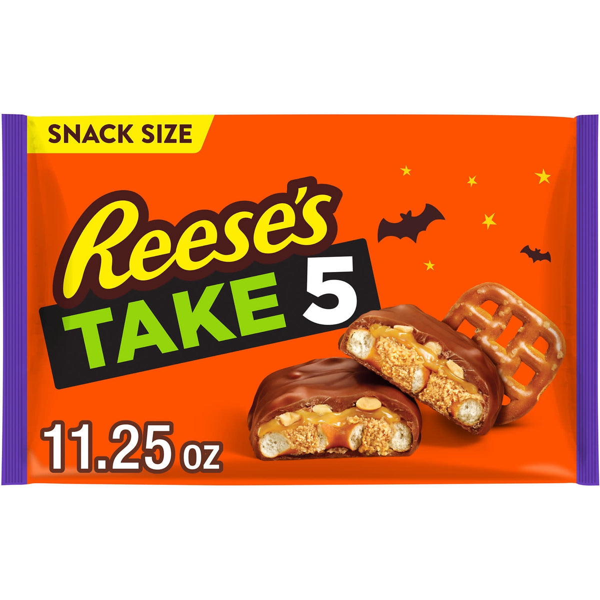 (2 pack) Reese's Take 5 Pretzel, Peanut and Chocolate Snack Size Halloween Candy, Bag 11.25 oz