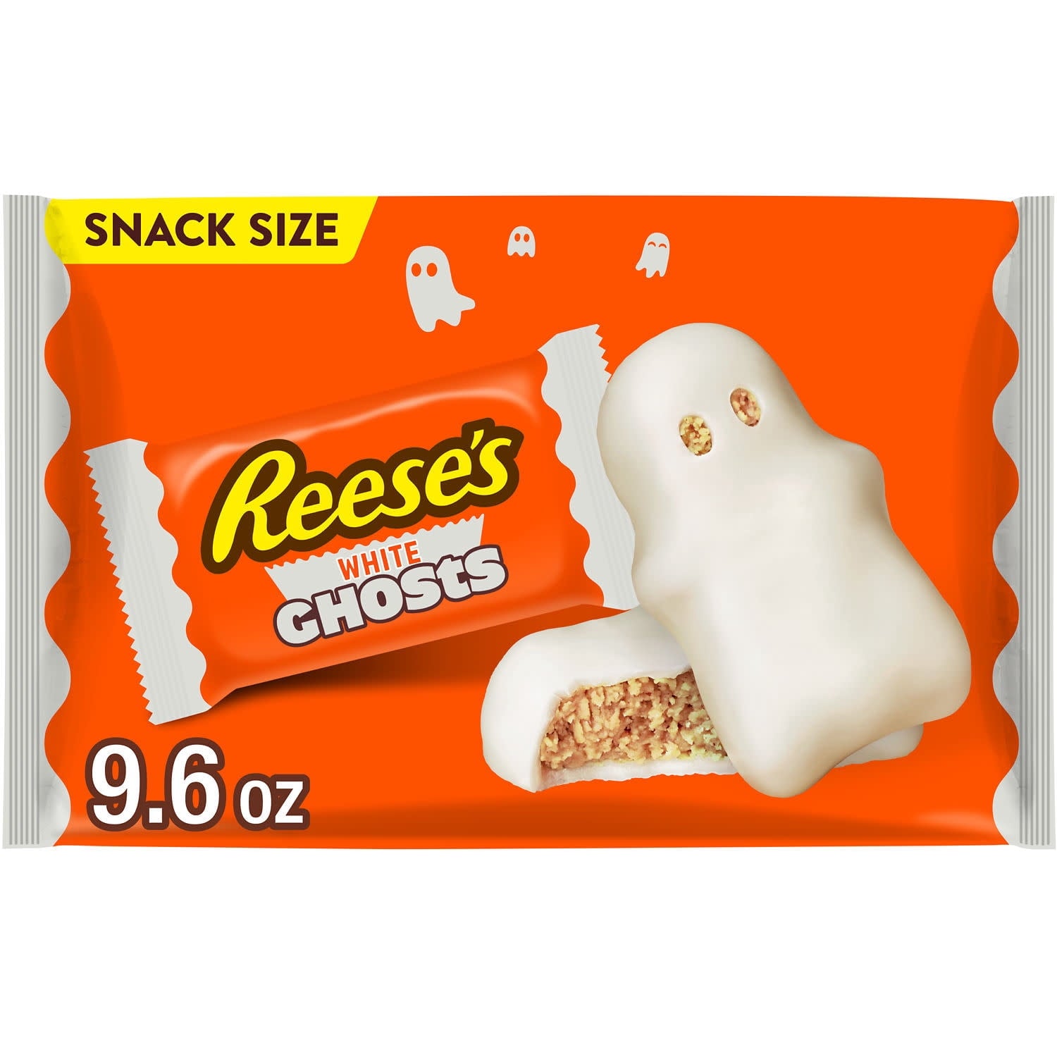 (2 pack) Reese's White Creme Snack Size Peanut Butter Ghosts Halloween Candy, Bag 9.6 oz