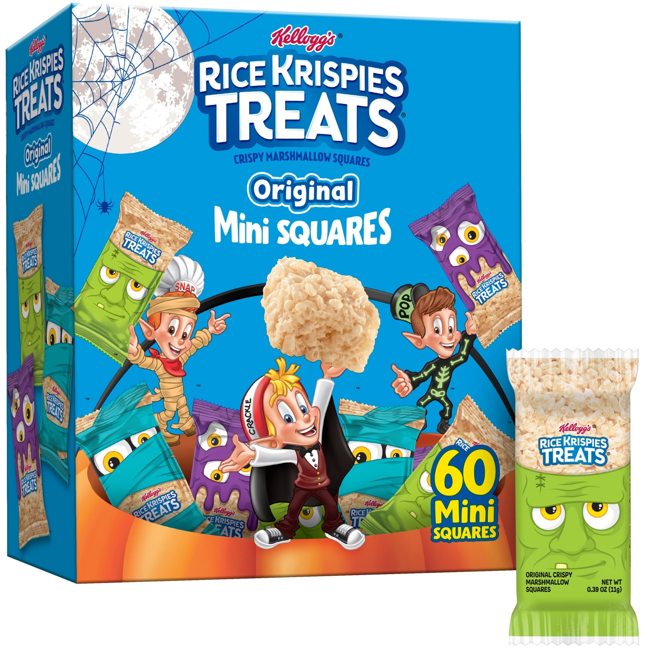 Rice Krispies Treats Halloween Crispy Mini Marshmallow Squares, Trick-or-Treat Snacks, 23.2 oz, 60 Count