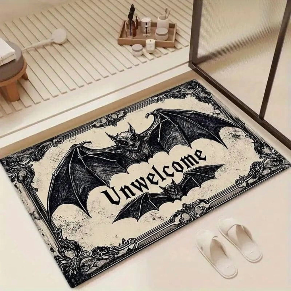Rvkxad Gothic Halloween Doormat, Scraper Style Entry Door Mat, Coir Welcome Mat for Porch Entrance Kitchen Floor