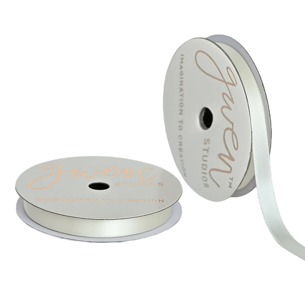 Gwen Studios 3/8" Cream Satin Ribbon, 7 Yards