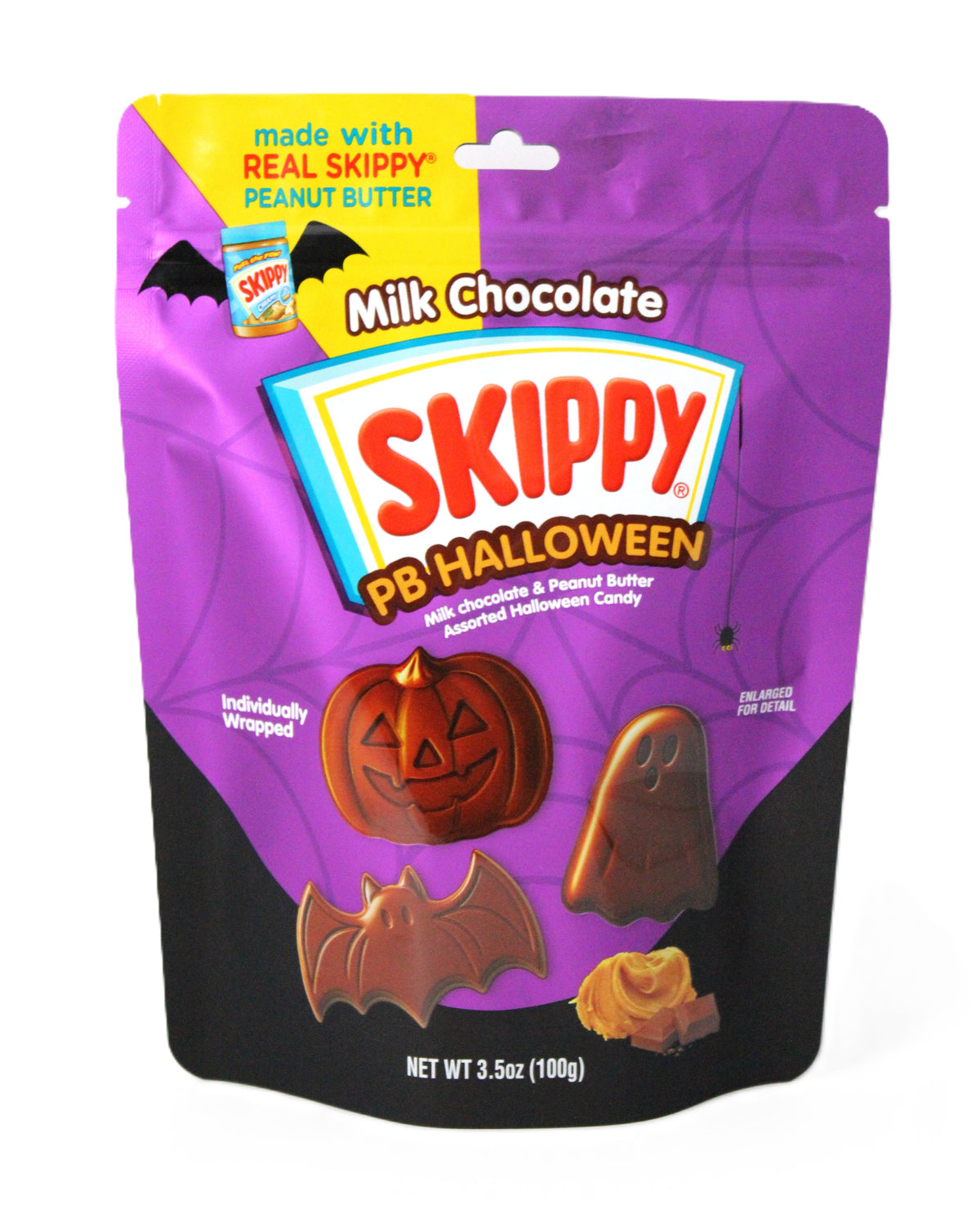 SKIPPY Milk Chocolate Peanut Butter Halloween Shapes Candy, Individually Wrapped