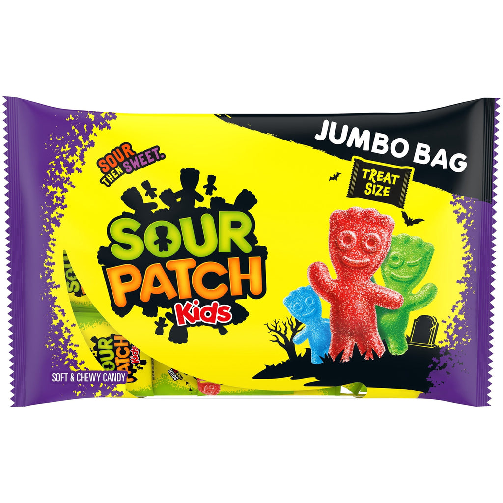 SOUR PATCH KIDS Soft & Chewy Gummy Halloween Candy, Jumbo Bag, 35 Trick or Treat Bags