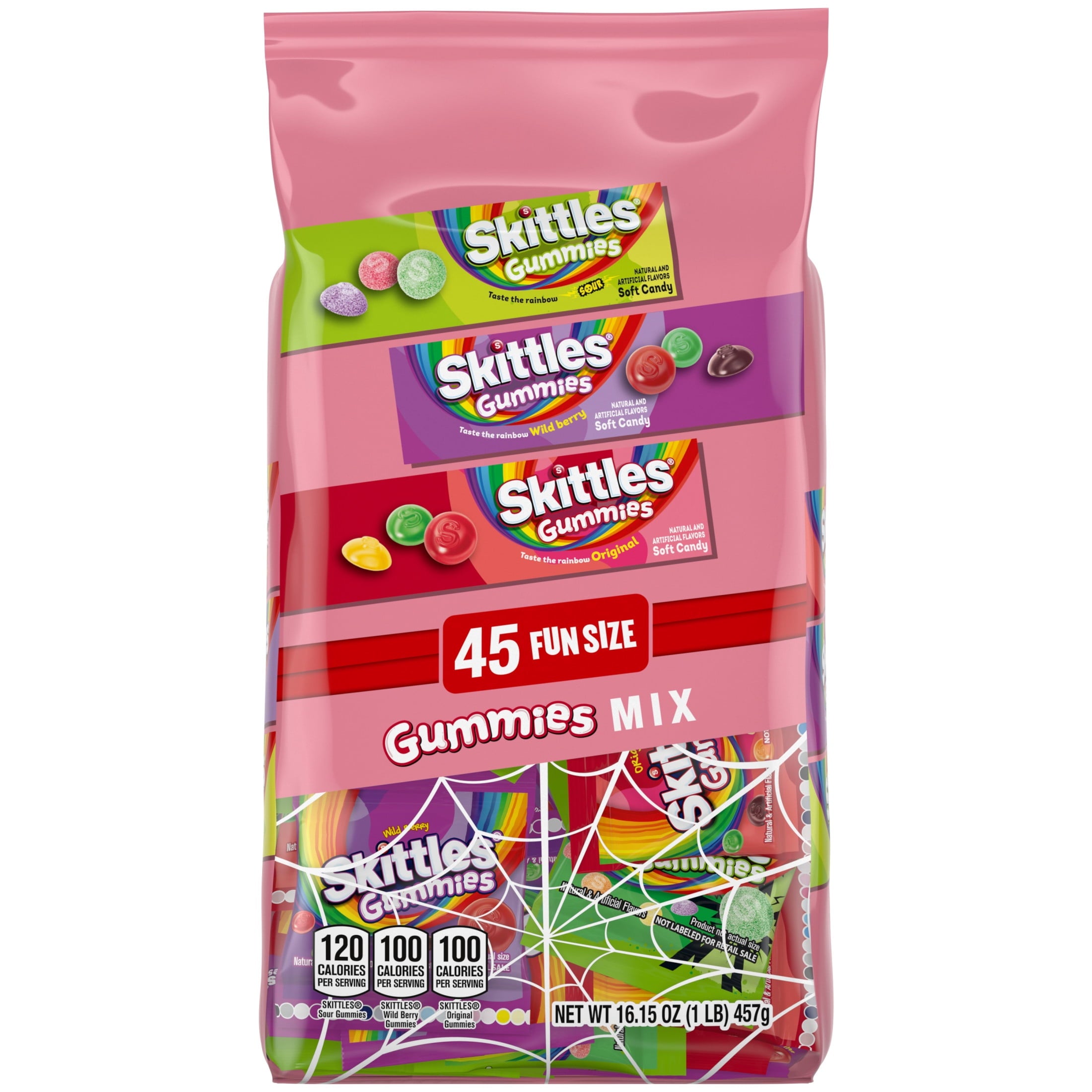 Skittles Gummies Fun Size Halloween Candy Variety pack Gummies Mix - 16.15 oz Bulk Bag