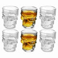 Skull Glass Shot Glasses- Set of 6 1.75oz, Clear