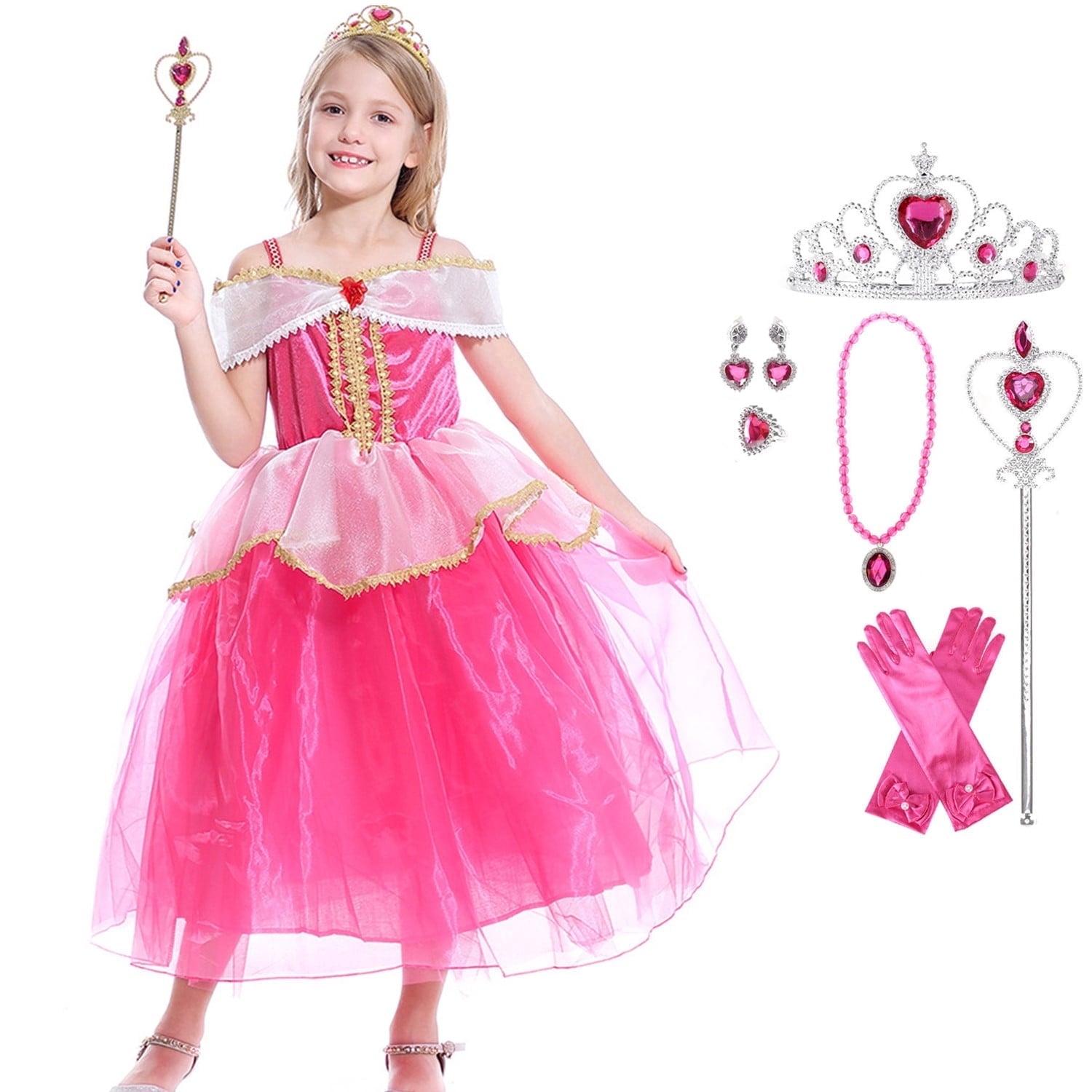 KAWELL Sleeping Beauty Princess Party Costume Dress Halloween Cosplay
