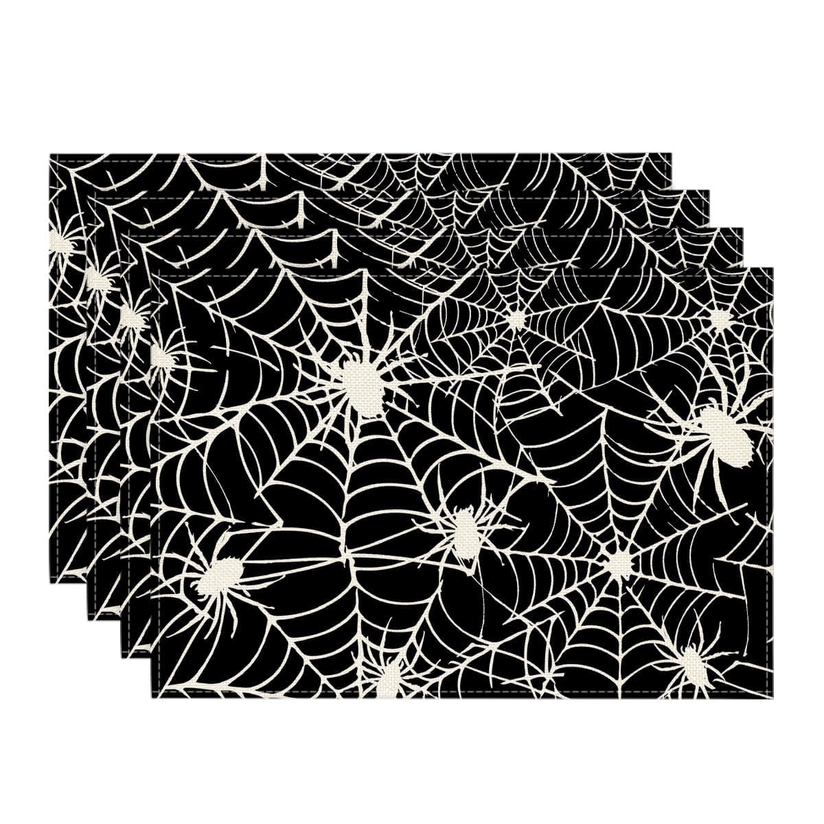 Smile Jack-O'-Lantern Spider Web Halloween Table Placemats Set of 4 Round 15 Inch Black