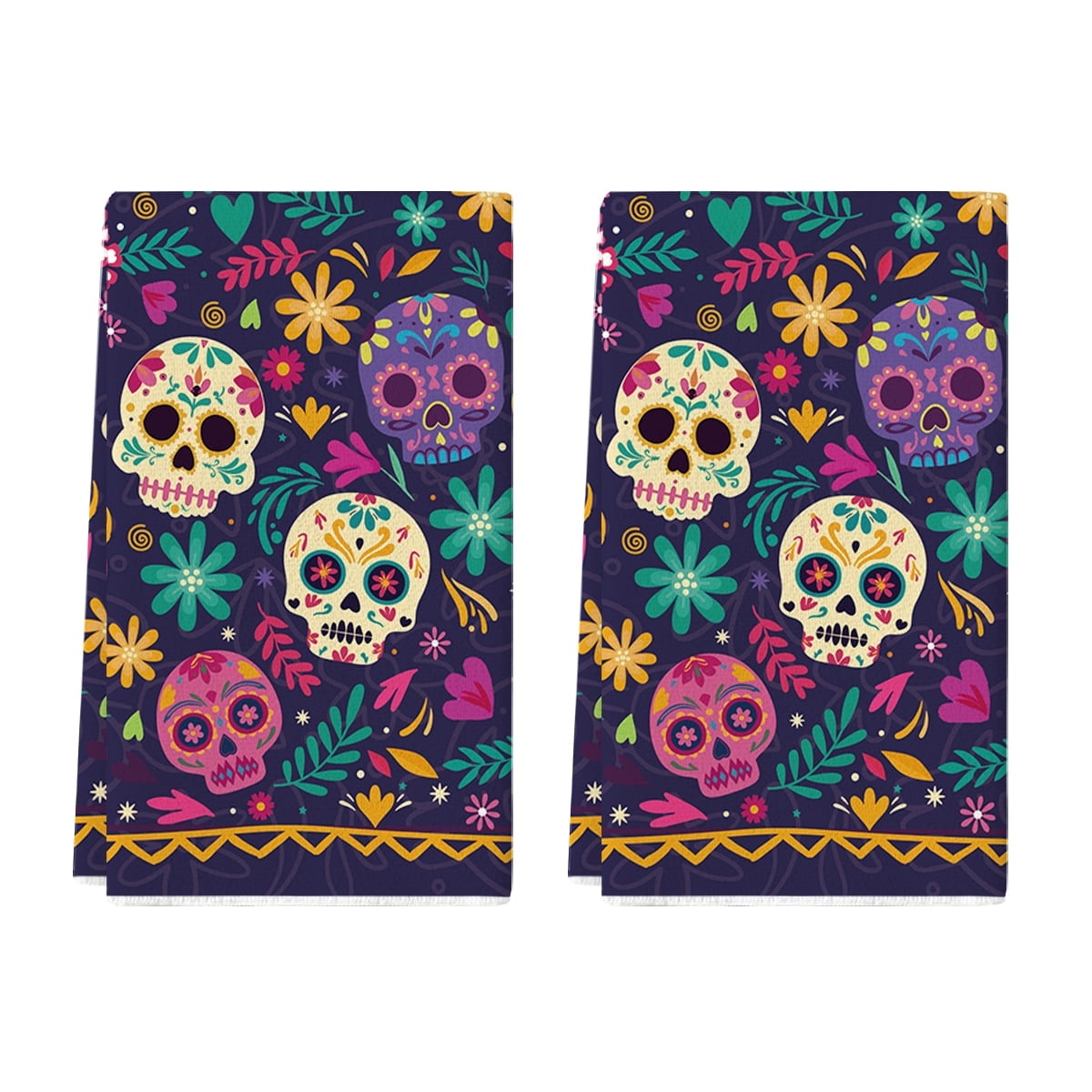 Sm:)e Ghost Pumpkins Bats Floral Spooky Halloween Kitchen Towels Dish Towels, 18x26 Inch Jack-O'-Lantern Decoration Hand Towels Set of 2