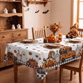 Sm:)e Truck Jack O Lantern Pumpkin Bat Buffalo Plaid Halloween Tablecloth 60 x 84 Inch, Wrinkle-Resistant Table Cover for Dining Decor, Rectangle
