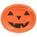 Jack-o'-Lantern Oval Disposable Paper Plates, Multicolor, 12" x 10", 8 Count, Halloween by Way To Celebrate