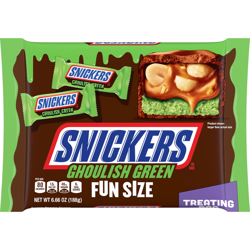 Snickers Ghoulish Green Milk Chocolate Halloween Candy Bars - 6.66 oz Candy Bag