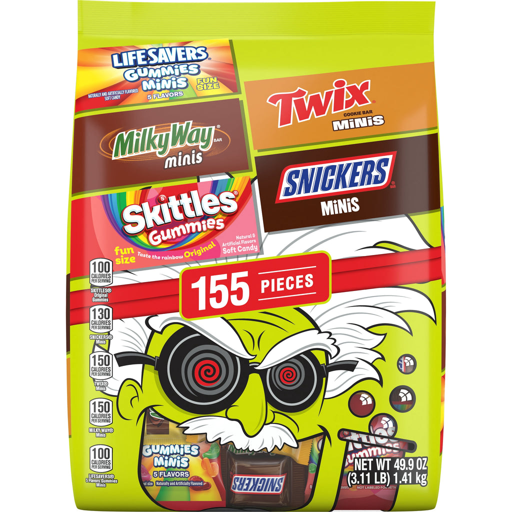 Snickers, Skittles Gummies & More Halloween Candy Variety Pack - 155 Ct Bulk Bag