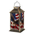 Solar Lantern Majestic Bald Eagle Flight American Flag Patriotic Garden Hanging Lantern Waterproof Solar Powered Lighting Outdoor Lamp for Deck Yard Camping Patio Decor