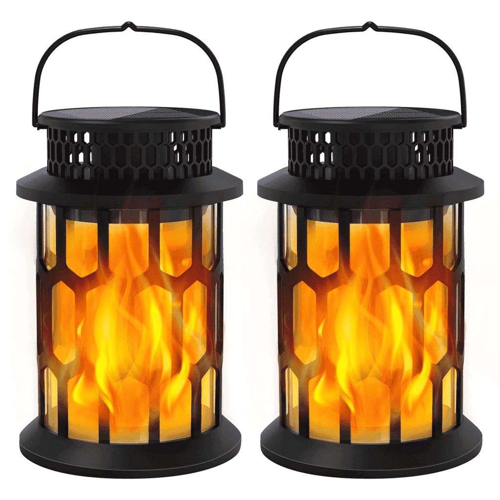 SZRSTH Solar Lights Outdoor, Flickering Flame Solar Lanterns for Garden Patio Yard Decorations