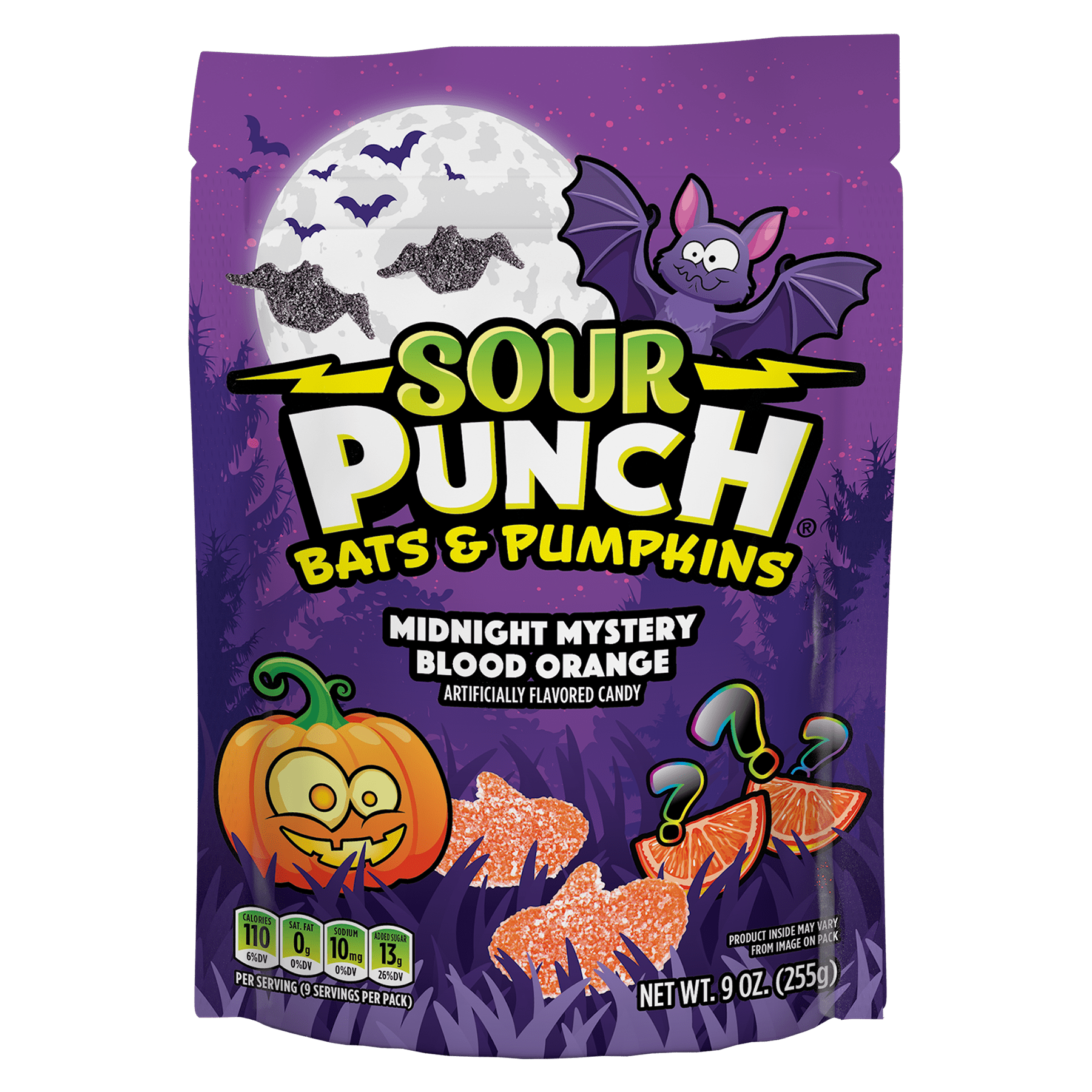 Sour Punch Bats and Pumpkins Halloween Candy 9oz Bag