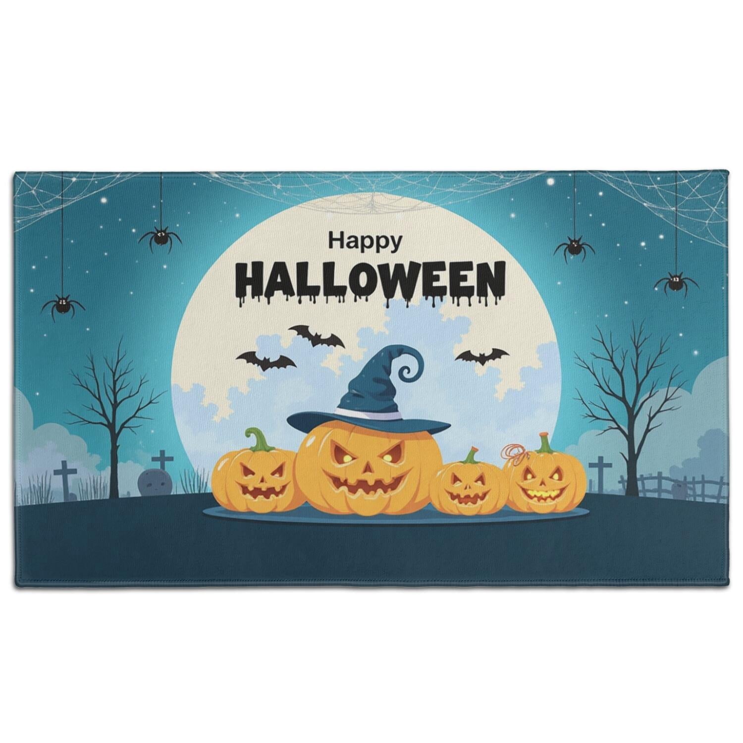 Happy Halloween Door Mat Decorations Spider Bat Doormat Plain the Indoor Door Mat/Outdoor Crystal Velvet 30x17 Inches