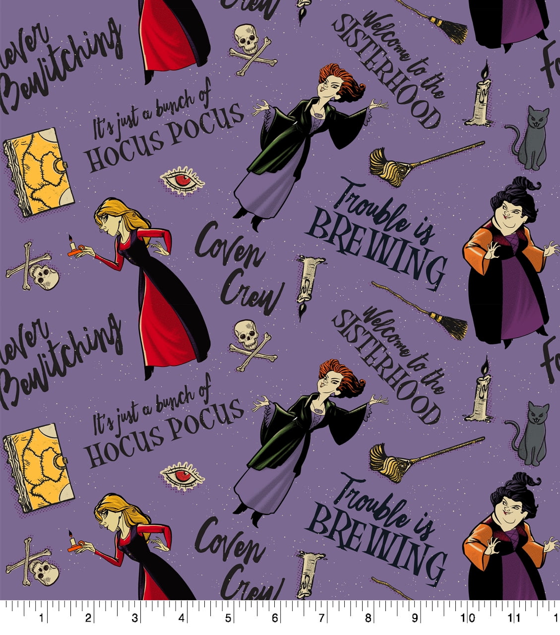 Springs Creative 18" x 21" Cotton Hocus Pocus Trouble Brewing Precut Sewing & Craft Fabric, Multi-color